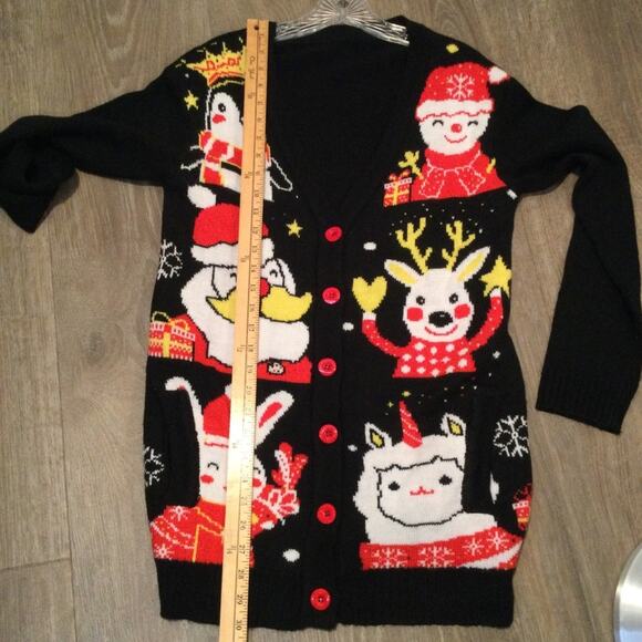 Ugly Christmas Sweater black cardigan juniors medium - Picture 5 of 6